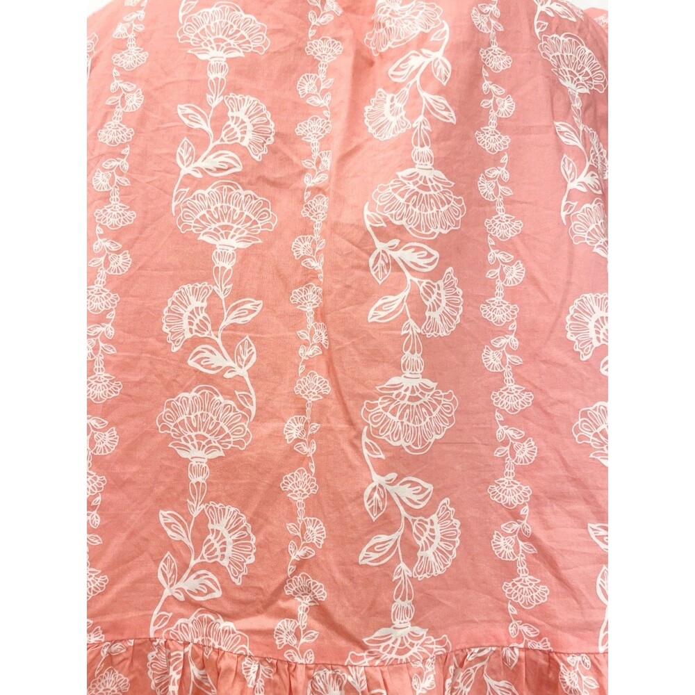 Time & Tru Dress Size XXL 2XL 20 48" Sleeveless A Line Peach White Floral V Neck - Picture 4 of 5